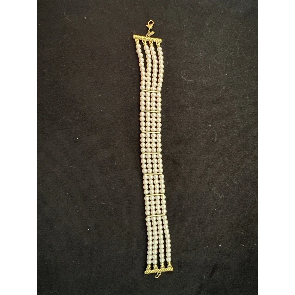 Monet 4 Strand Faux Pearl‎ Bracelet Gold Tone Wedding Valentines Engagement